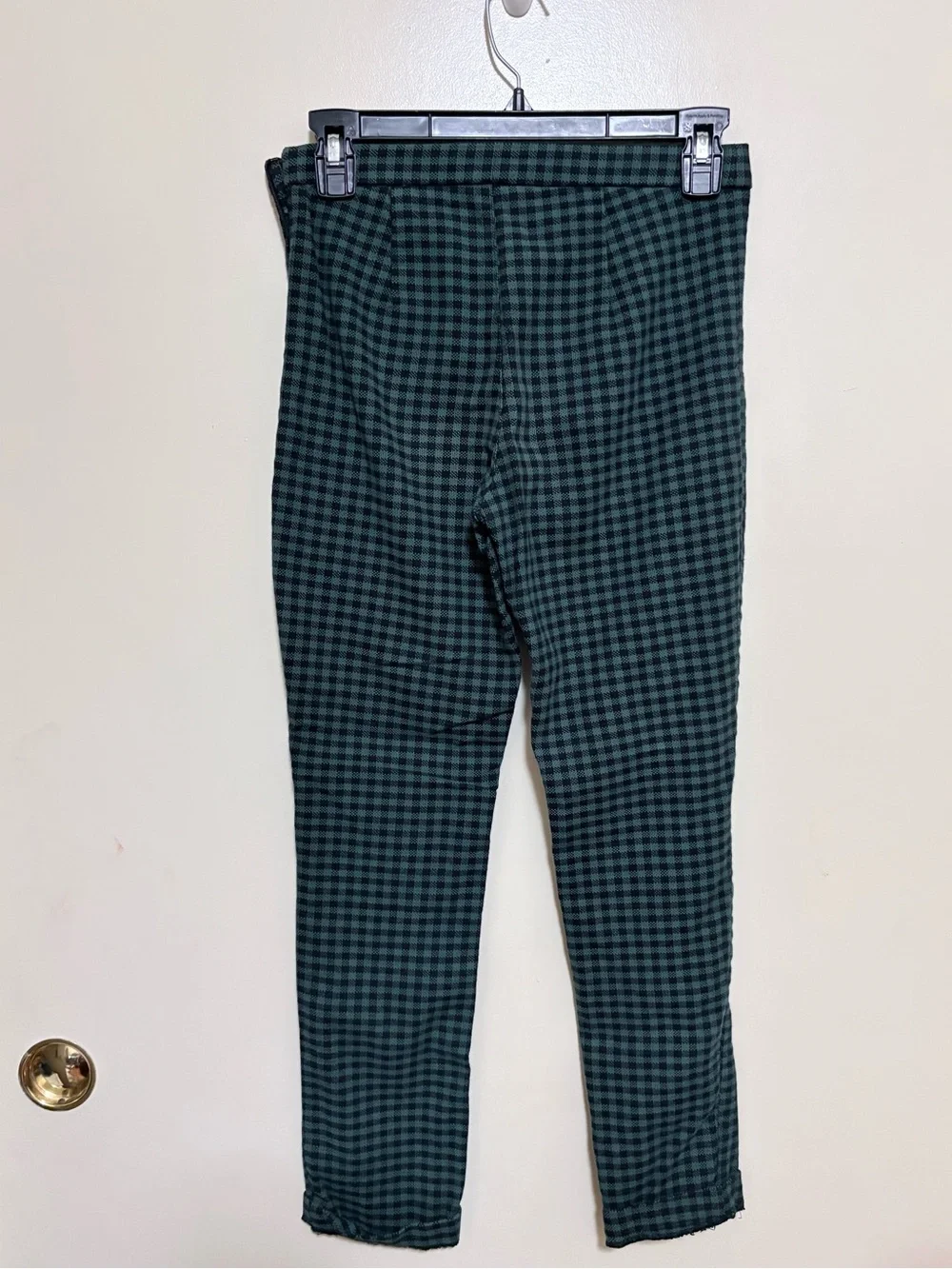 Free People Dark Green and Black Gingham pants